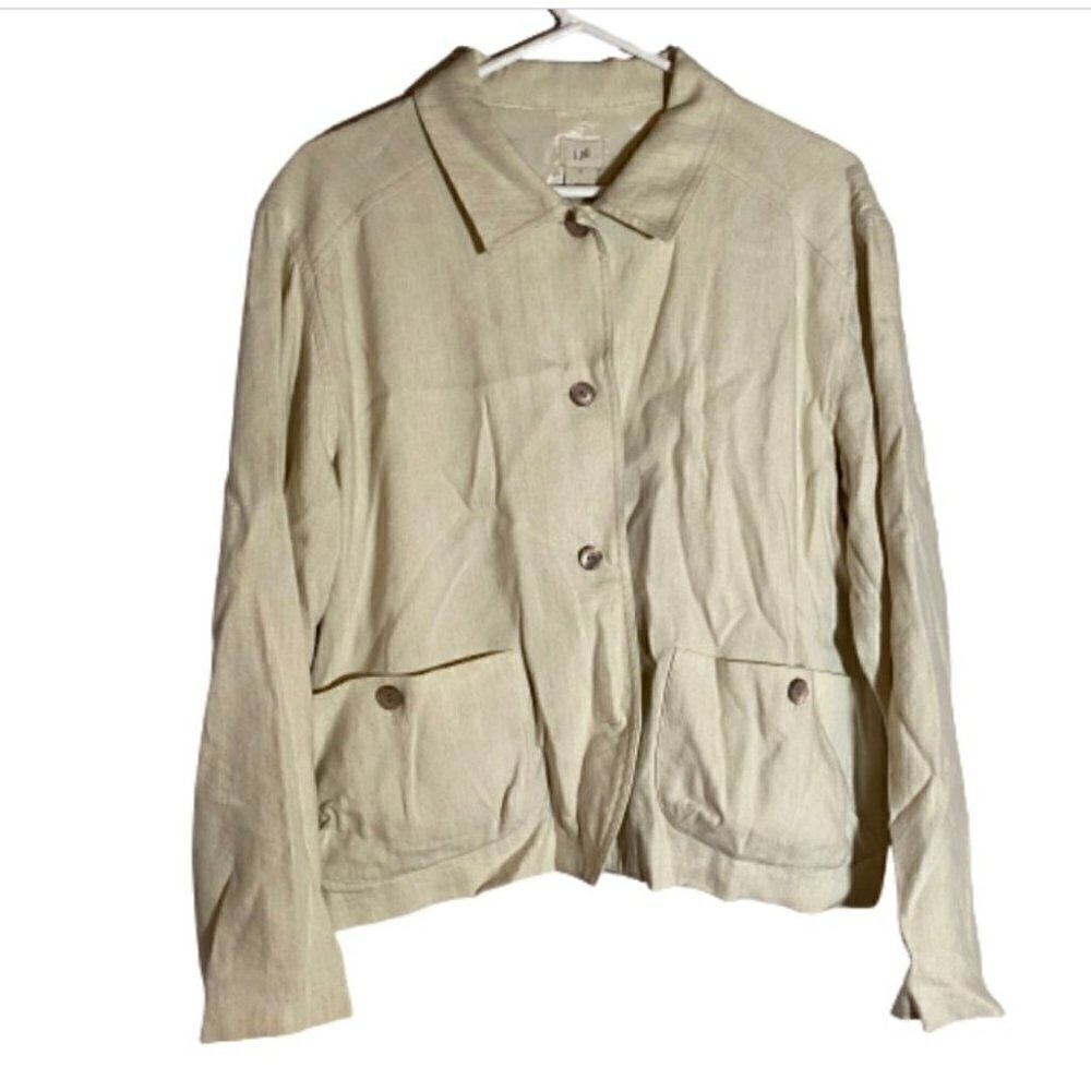 J.Jill Vintage Linen Blend Button Down Shirt Cream